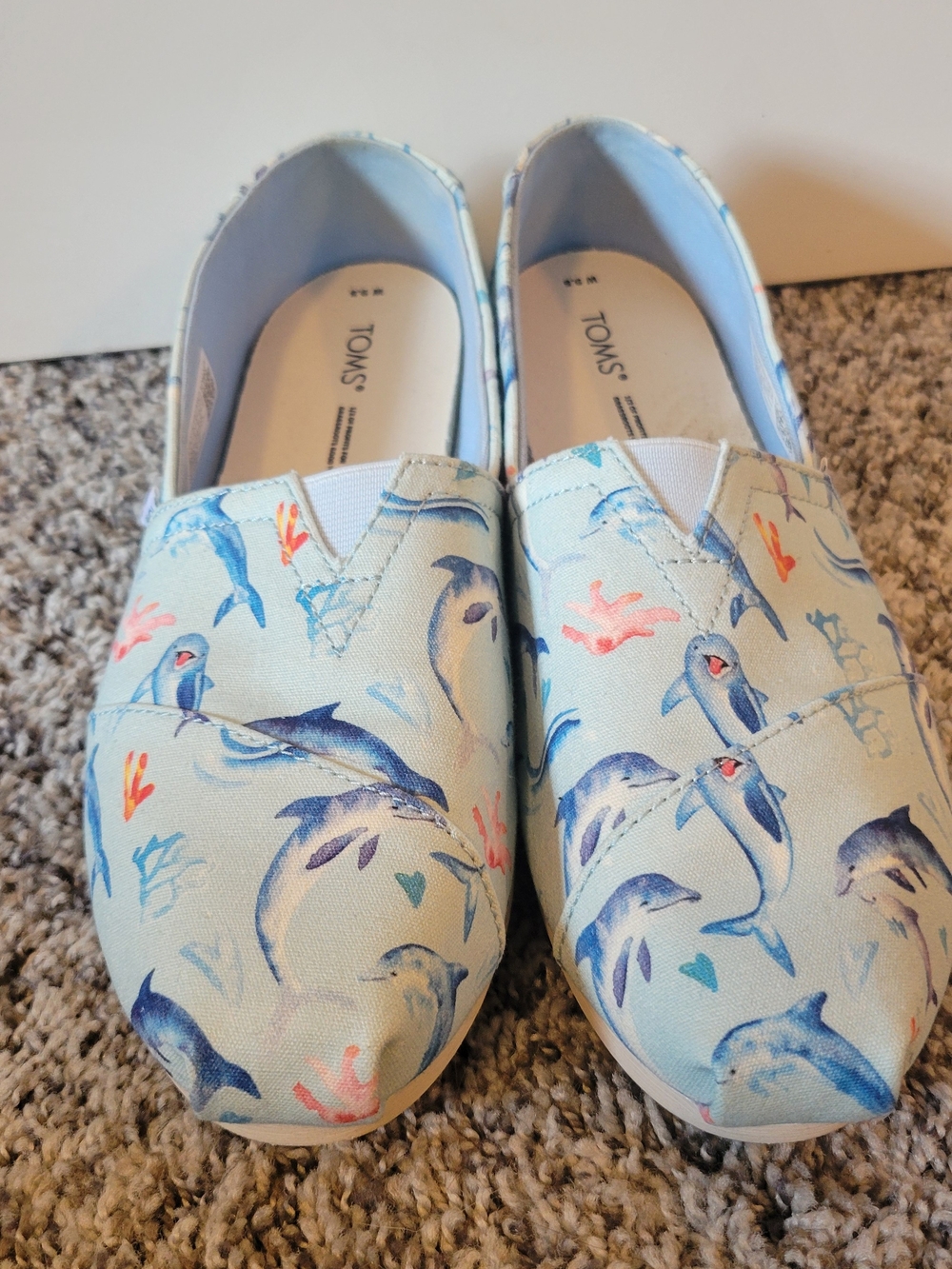 Toms Slip-On Sneakers in Light Blue Dolphin Print